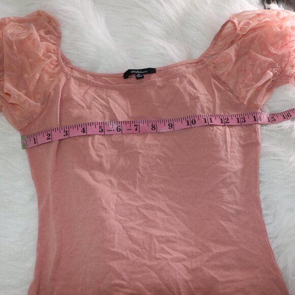 Ambiance Blush Pink Puff Sleeve Top - Size Medium - Picture 7 of 9